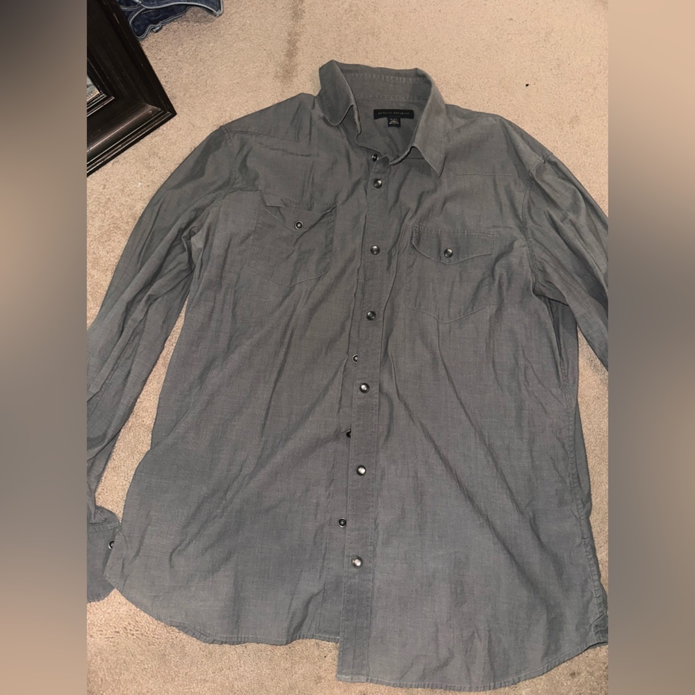 Banana Republic Men's Charcoal Button-Down Shirt